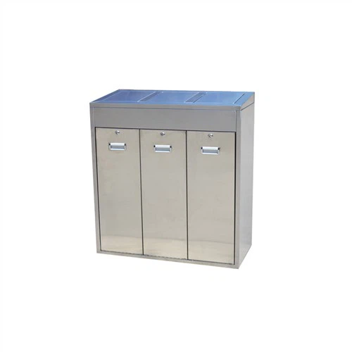 صندوق قمامة من الفولاذ المقاوم للصدأ مكون من 3 حجرات