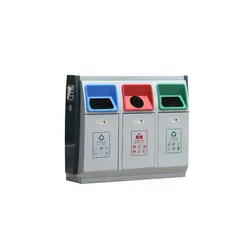 Outdoor 3 compartment recycle bin